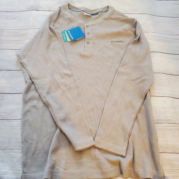 NWT Columbia crew neck long sleeve tan waffle shirt.  Size XXL. - Picture 5 of 7